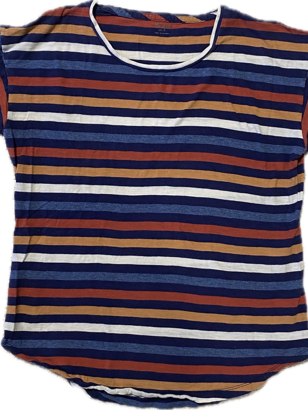 Madewell Striped Short Sleeve Tee - Navy, Rust & White